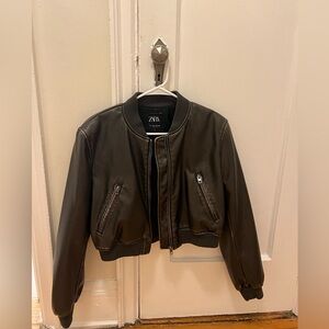 Zara Faux Leather Bomber Jacket